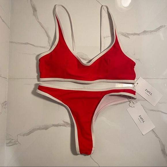 BNWT Zaful Contrast Trim Sport Bikini Set - Picture 7 of 8